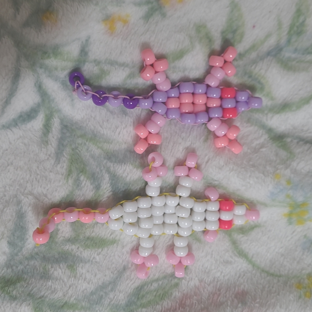 Beaded Animal Keychains in Pink and Purple